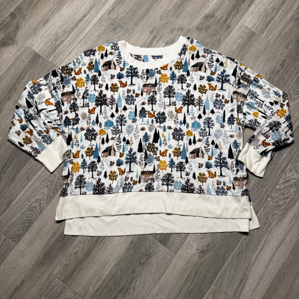 Secret Treasures Woodland Fox Cabin Sleep Top White Plus Size 3X